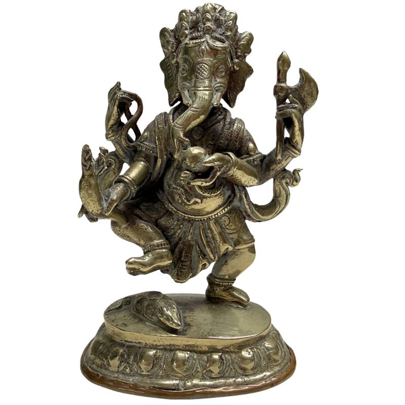 Small dancing Ganesha bronze from India examined for casting, patina and surface treatment