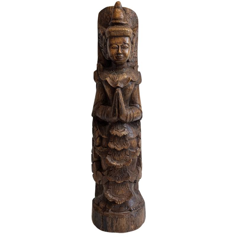 Birmese Nat-figuur Thagyamin houten tempelbeeld
