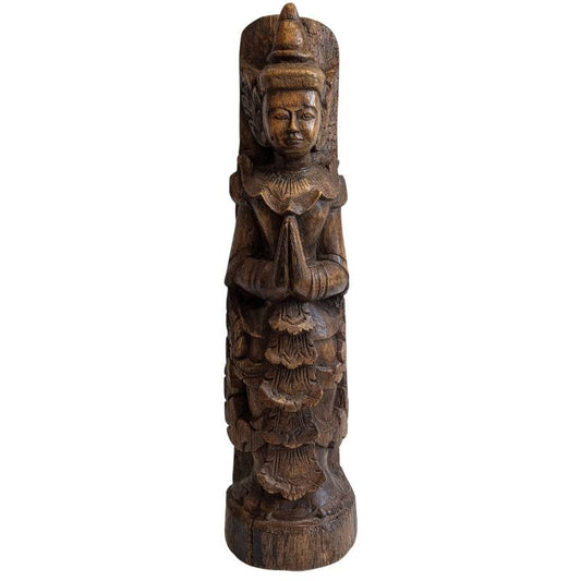 Birmese Nat-figuur Thagyamin houten tempelbeeld
