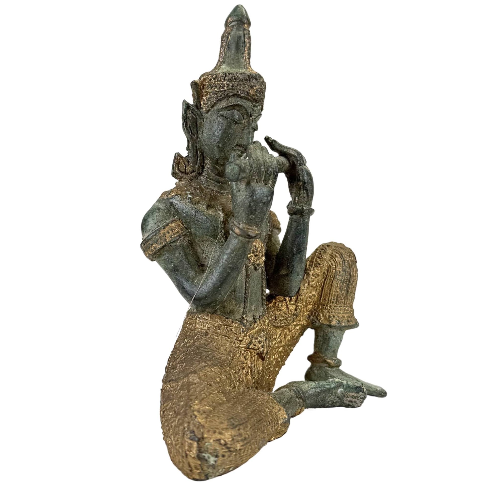 Thaise bronzen tempelmuzikanten en danser set van 4
