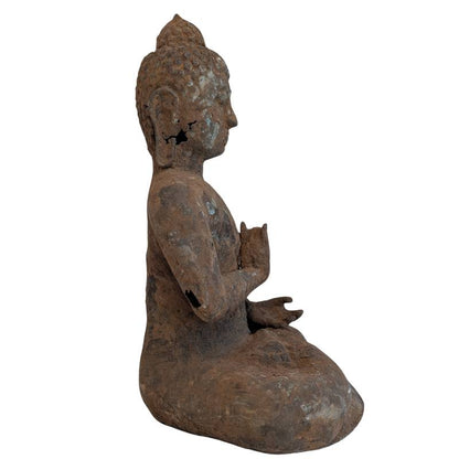Naturally aged patina on the Burmese bronze surface