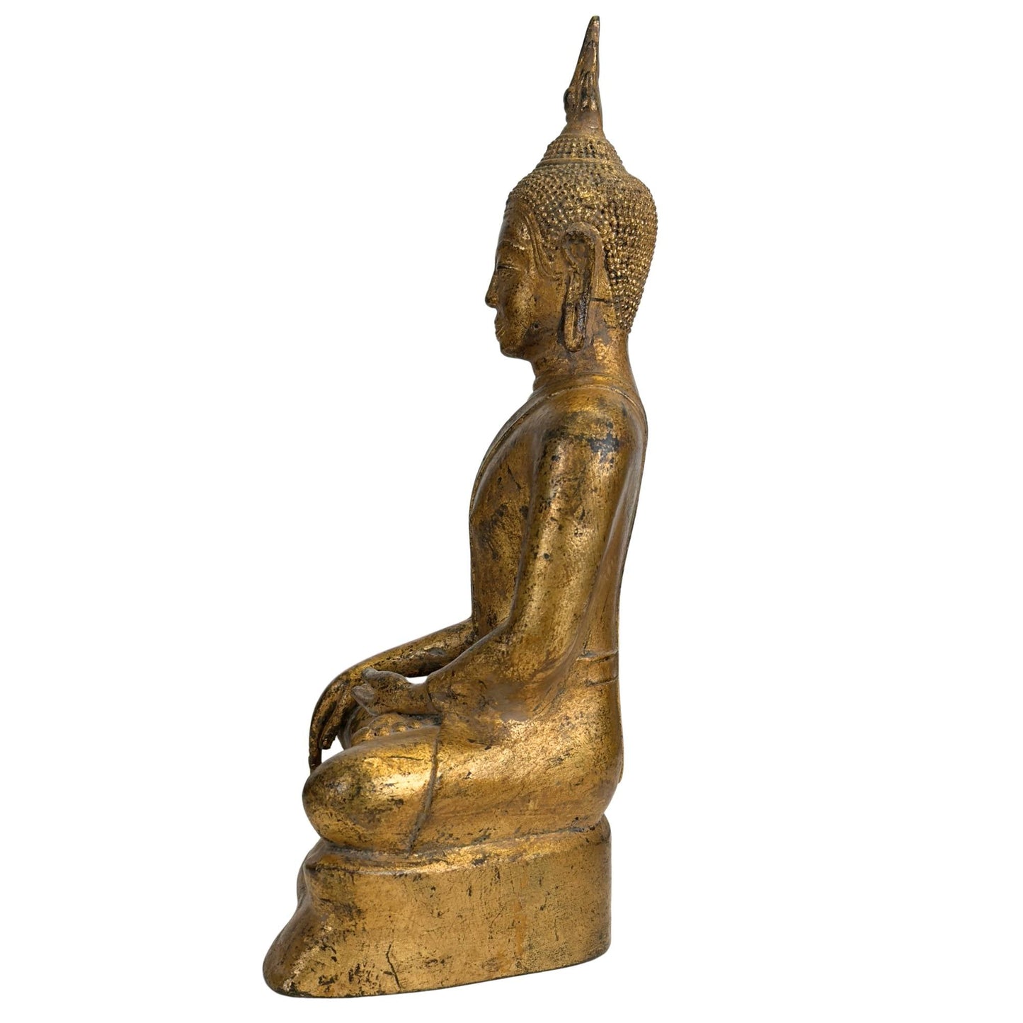18e-eeuwse Thaise Boeddha in Bhumisparsha Mudra op minimalistische troonbasis
