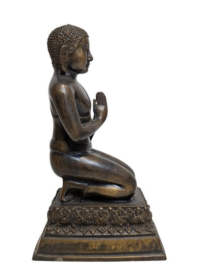 Rare kneeling posture of the Burmese bronze Buddha