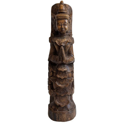 18th–19th-century Burmese teak Thagyamin Nat standing in prayer