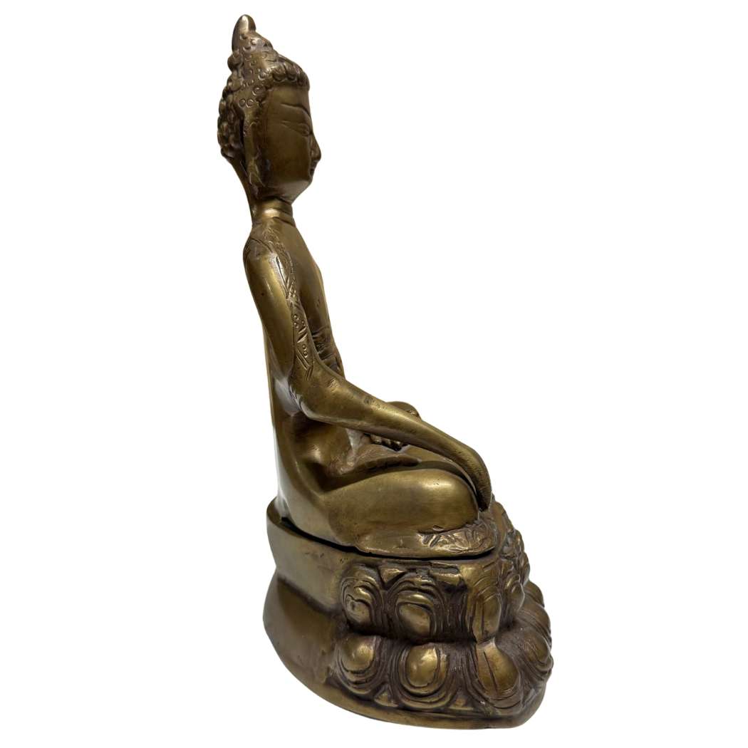 Fire-gilt bronze Buddha seated on a lotus pedestal