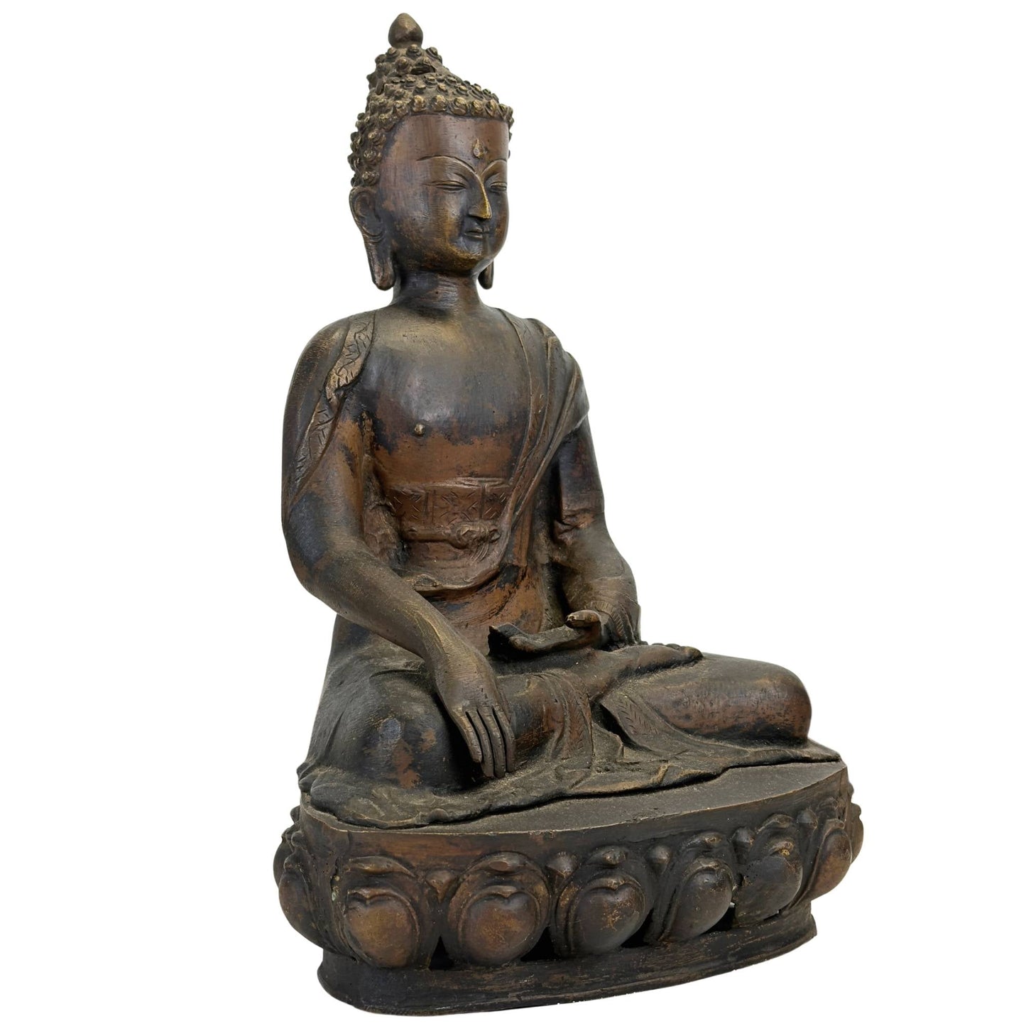 Antique Ladakh Shakyamuni Buddha in fire-gilded bronze, study view 02