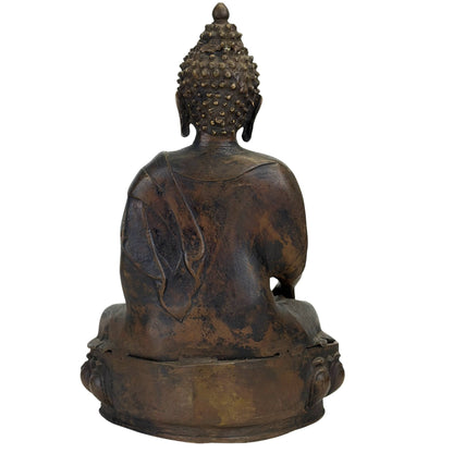Ladakh Shakyamuni Buddha in historic fire-gilded bronze, study view 05