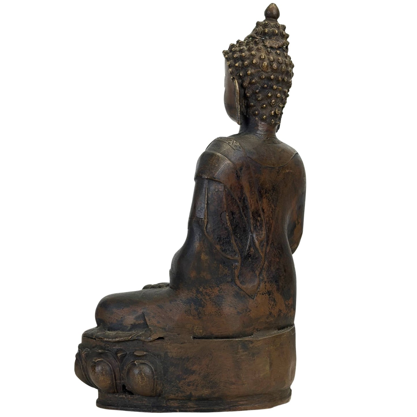 Antique Ladakh Shakyamuni Buddha in fire-gilded bronze, study view 06