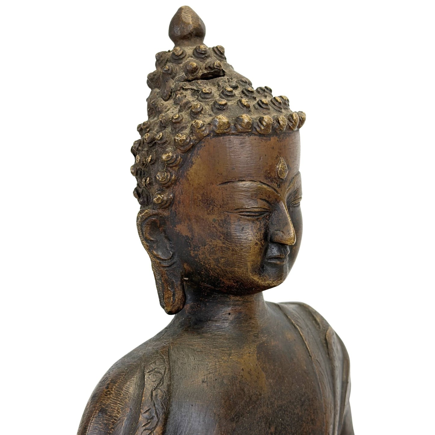 18th-century Ladakh Shakyamuni Buddha in fire-gilded bronze, study view 11