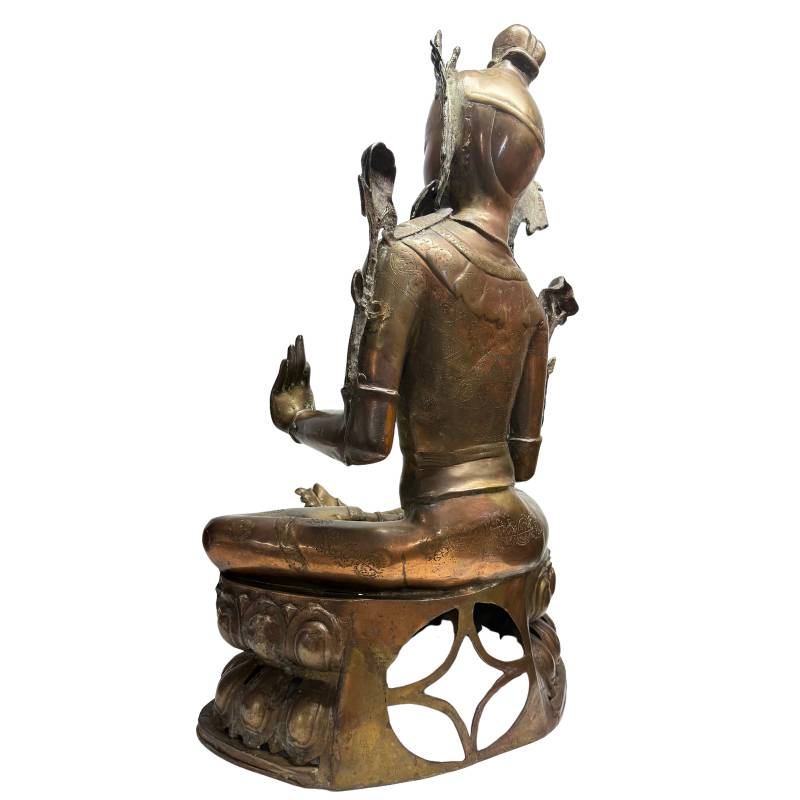 Opposite rear angle of Tibetan Green Tara and engraved back