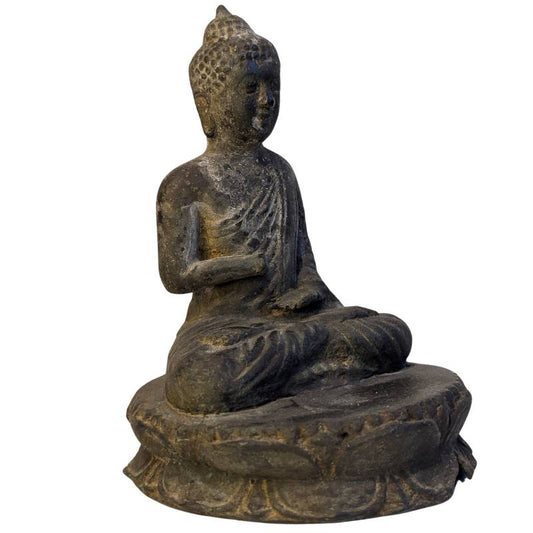 Aged bronze surface and patina of the Cambodian Buddha