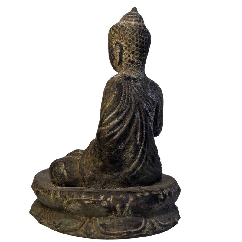 Seated Southeast Asian bronze Buddha with natural wear