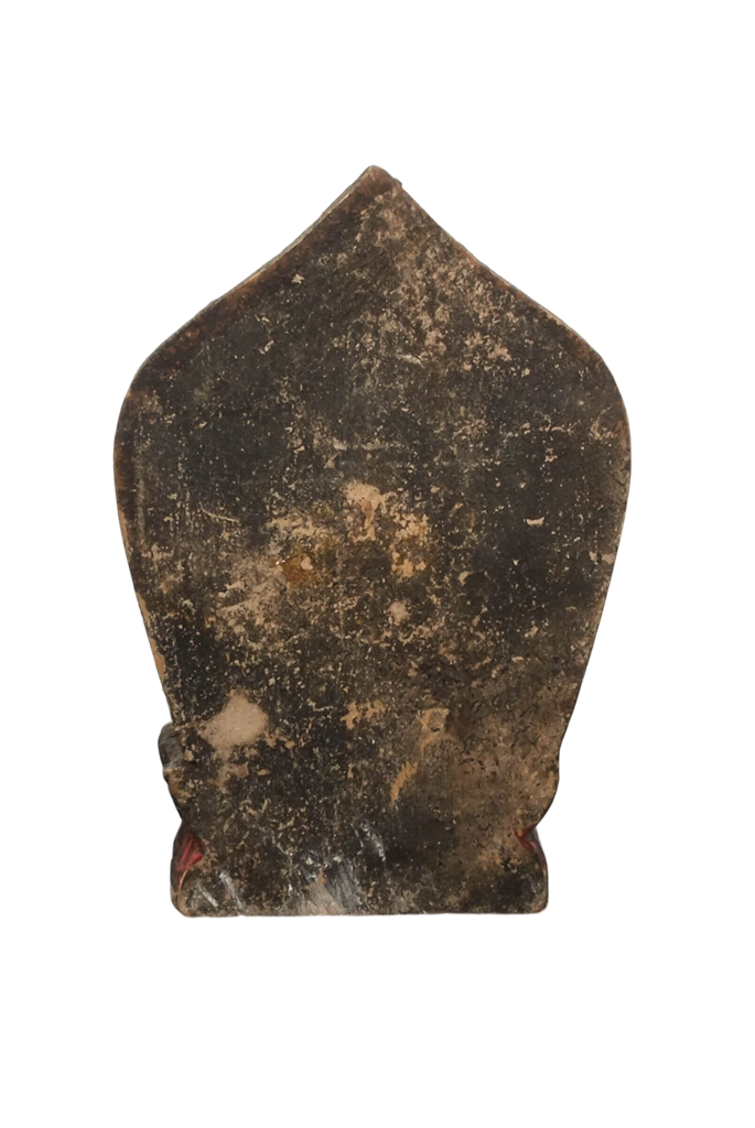 Leaf-shaped aureole carved from the same wood block as the Tara