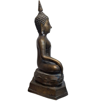19th Century Thai Bronze Buddha in Bhumisparsha Mudra – left-side view