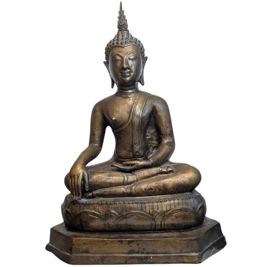 19th Century Thai Bronze Buddha in Bhumisparsha Mudra – front view