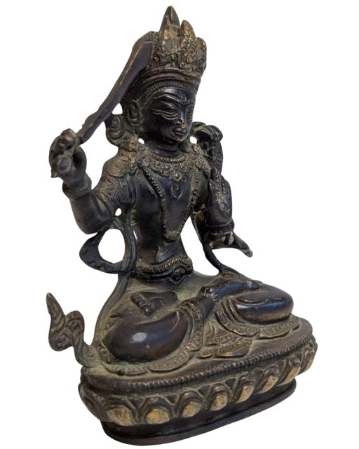 Complete Tibetan Manjushri sculpture, 13.8 cm high