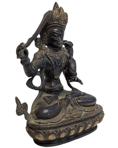 Complete Tibetan Manjushri sculpture, 13.8 cm high