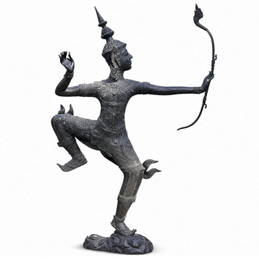 Monumentaal bronzen Phra Ram Rama beeld uit Thailand – volledig aanzicht