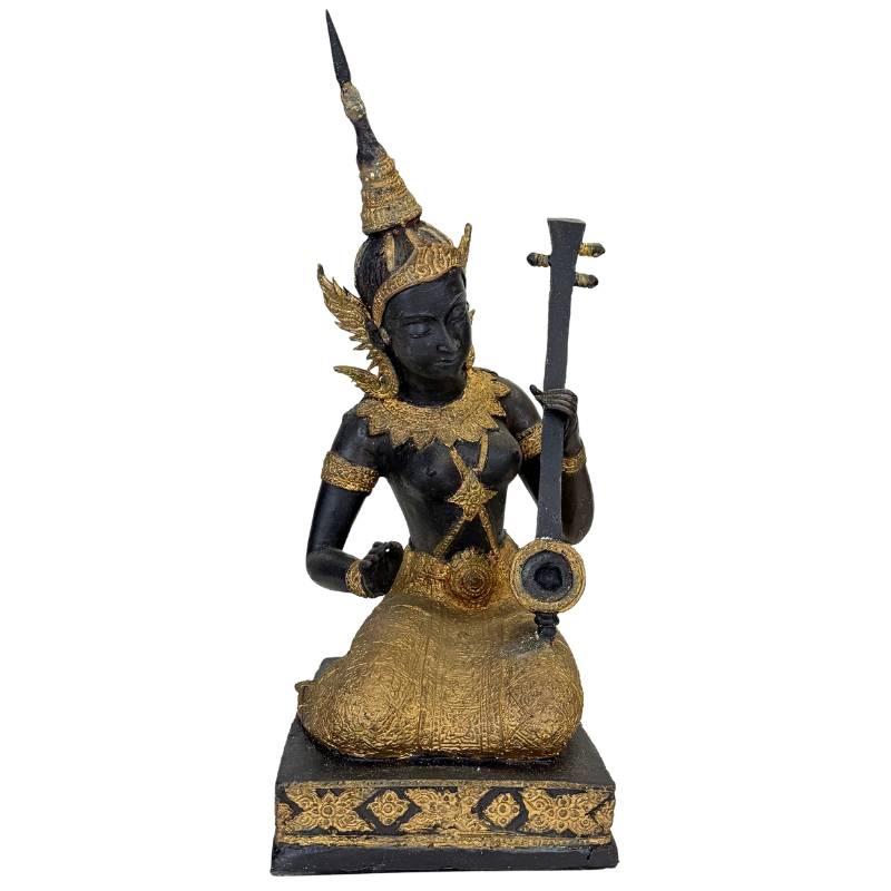 Thaise muzikant beeld van brons
