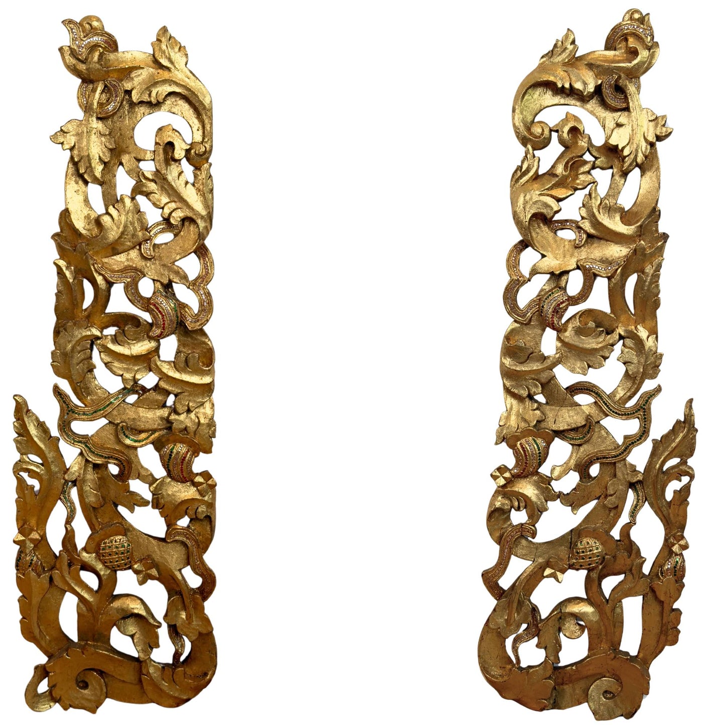 Monumentaal Birmaans Tempelfronton Ensemble (5-delig, ca. 200 cm hoog) – Mandalay-stijl (ca. 1900)