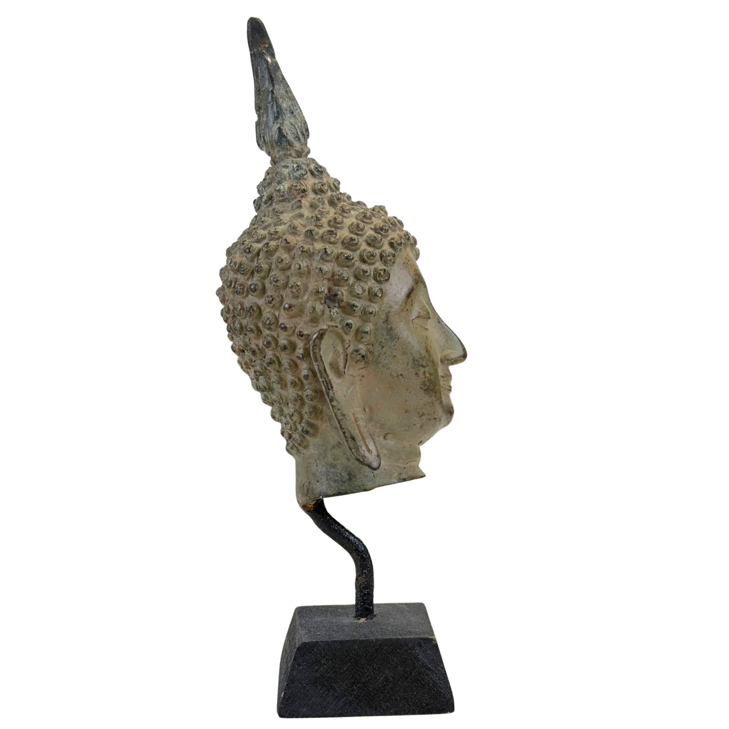 Antiek Thais bronzen Boeddhahoofd fragment Ayutthaya stijl sacrale kunst