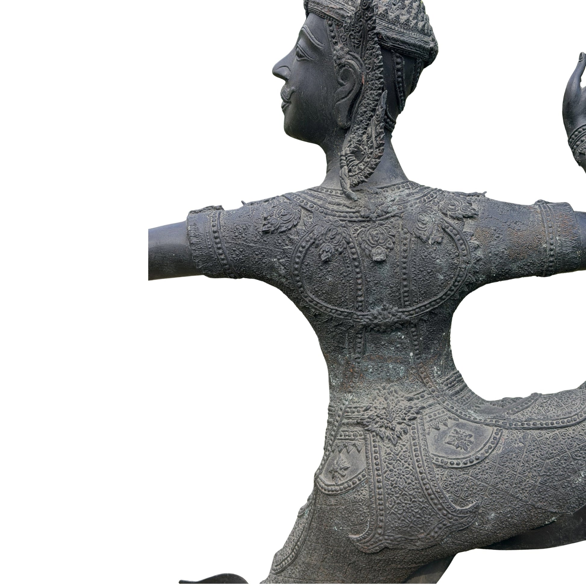 Ramakien Phra Ram sculptuur Thailand – detail onderzijde en stand