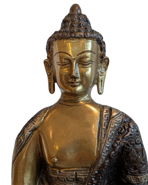 Lotus pedestal of the 20th-century Nepalese bronze Buddha