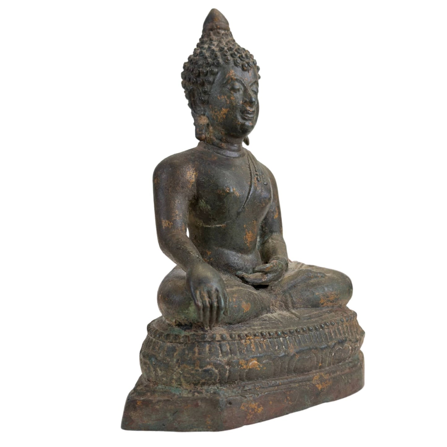 Antiek Ayutthaya Boeddhabeeld in Bhumisparsha Mudra – 17e/18e Eeuw – Museaal Brons