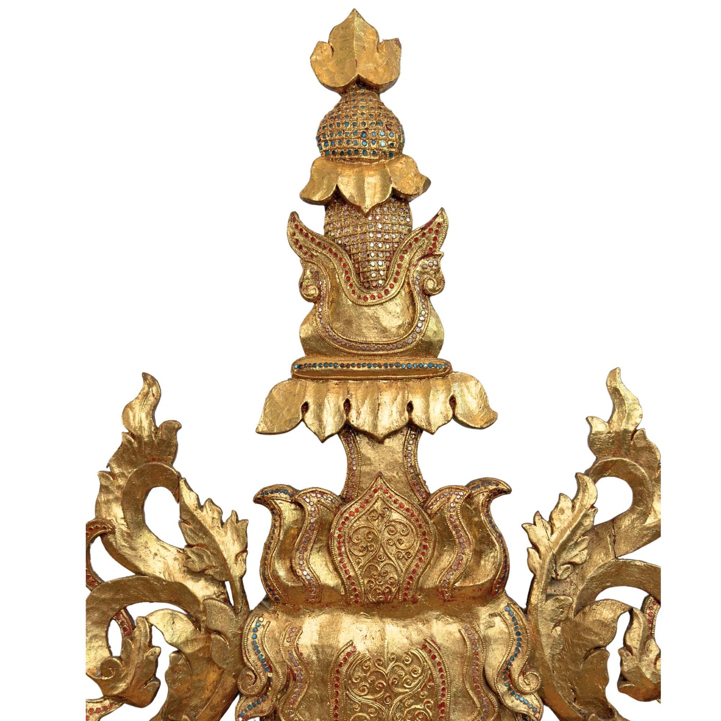 Monumentaal Birmaans Tempelfronton Ensemble (5-delig, ca. 200 cm hoog) – Mandalay-stijl (ca. 1900)