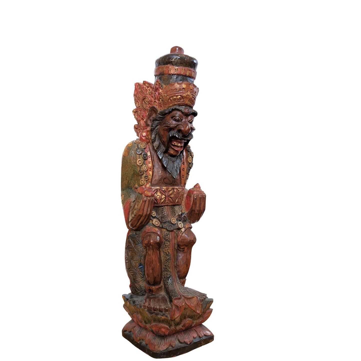 Rishi met Kamandalu houtsculptuur
