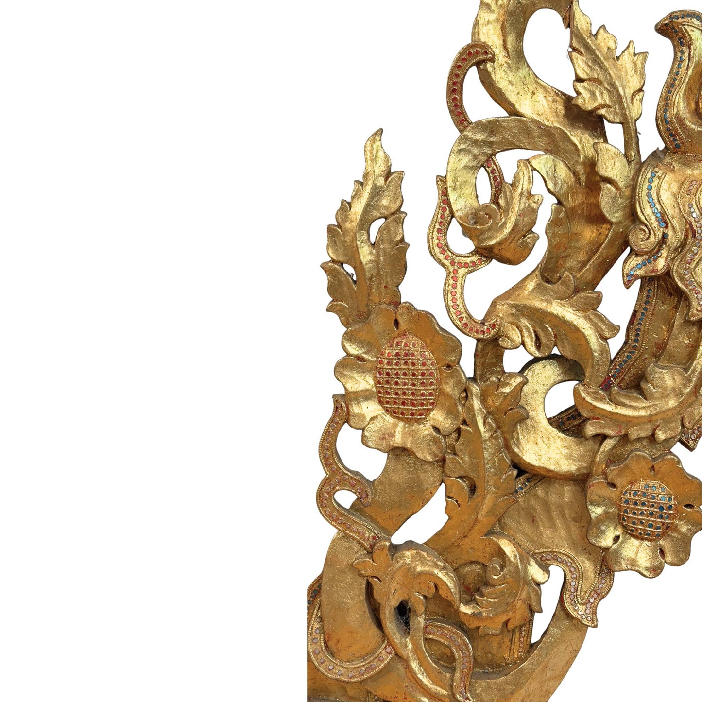 Monumentaal Birmaans Tempelfronton Ensemble (5-delig, ca. 200 cm hoog) – Mandalay-stijl (ca. 1900)