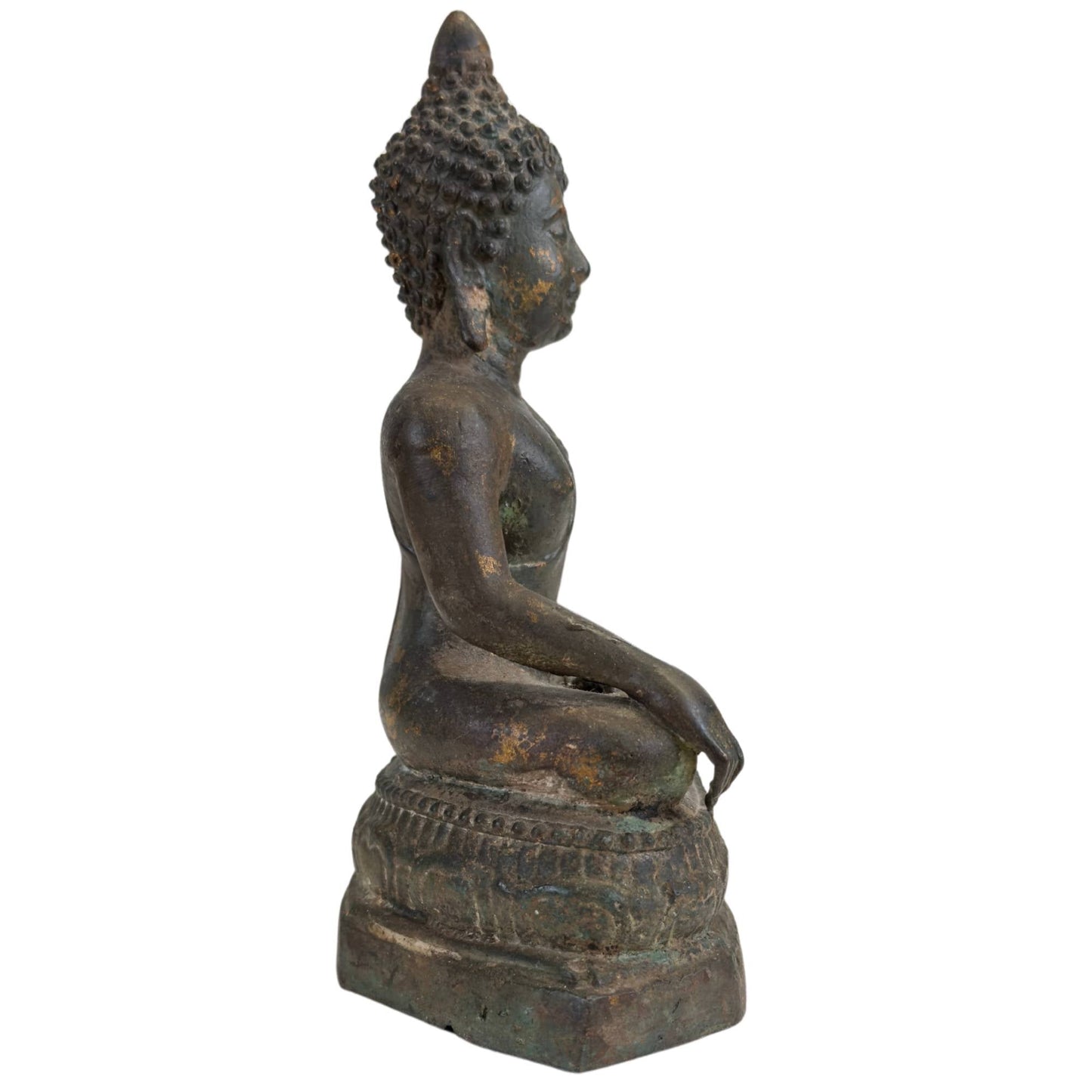 Antiek Ayutthaya Boeddhabeeld in Bhumisparsha Mudra – 17e/18e Eeuw – Museaal Brons