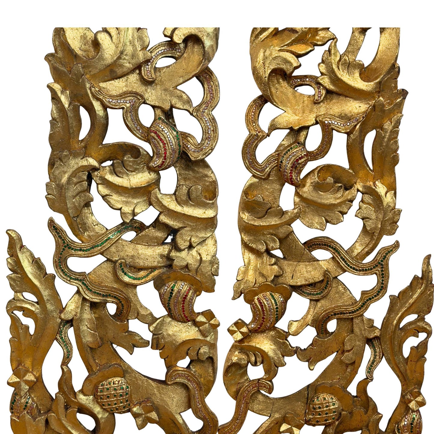 Monumentaal Birmaans Tempelfronton Ensemble (5-delig, ca. 200 cm hoog) – Mandalay-stijl (ca. 1900)