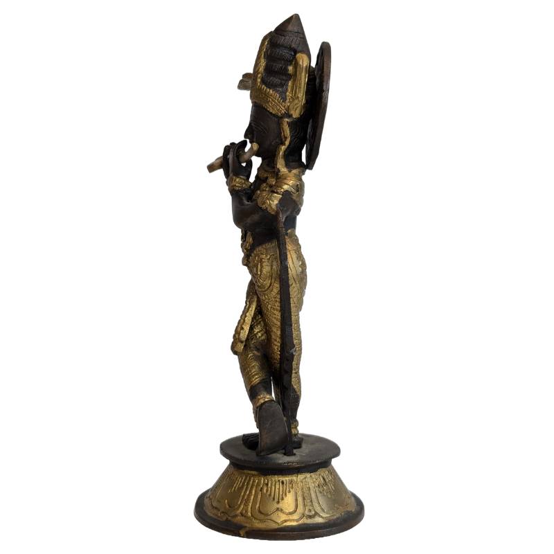 Vintage Krishna beeld met fluit
