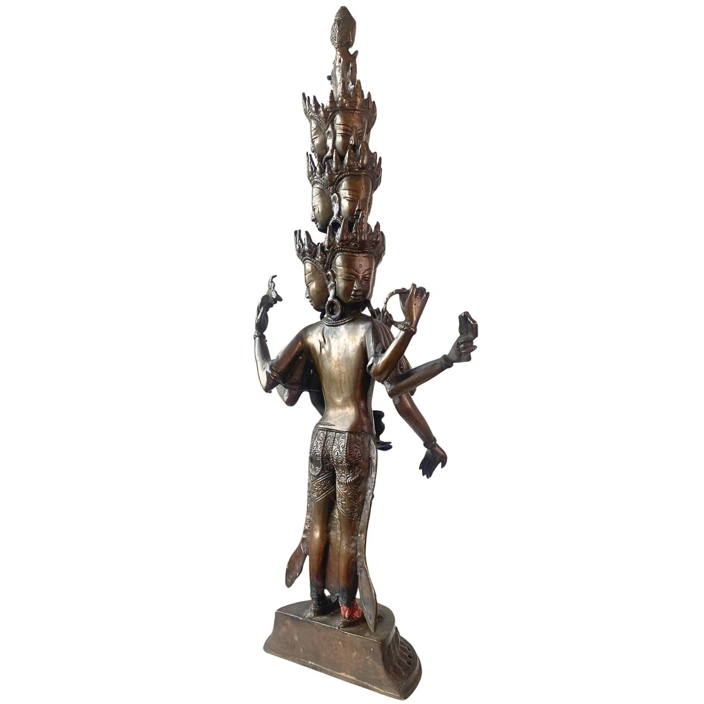 Antiek Tibetaans Brons - Avalokiteshvara met 11 Hoofden (Ekadasamukha) - 60 cm