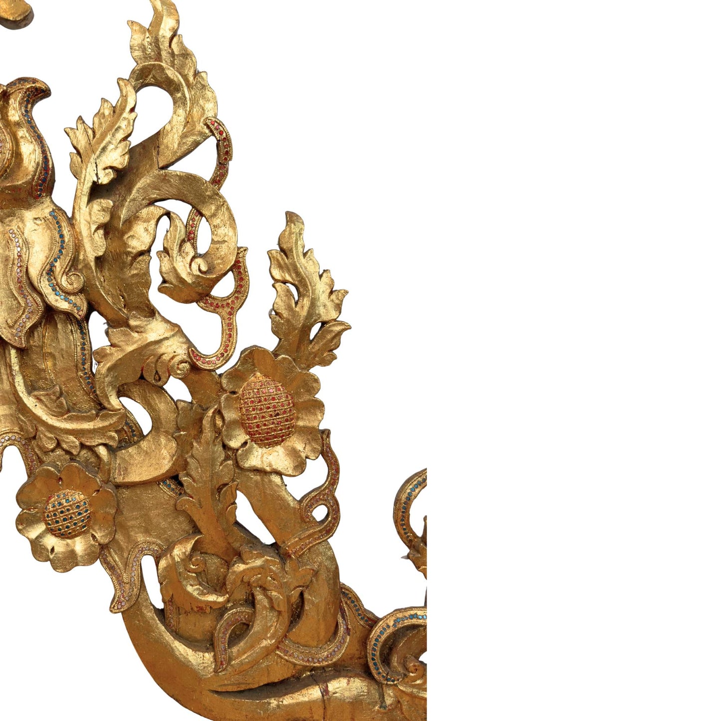 Monumentaal Birmaans Tempelfronton Ensemble (5-delig, ca. 200 cm hoog) – Mandalay-stijl (ca. 1900)