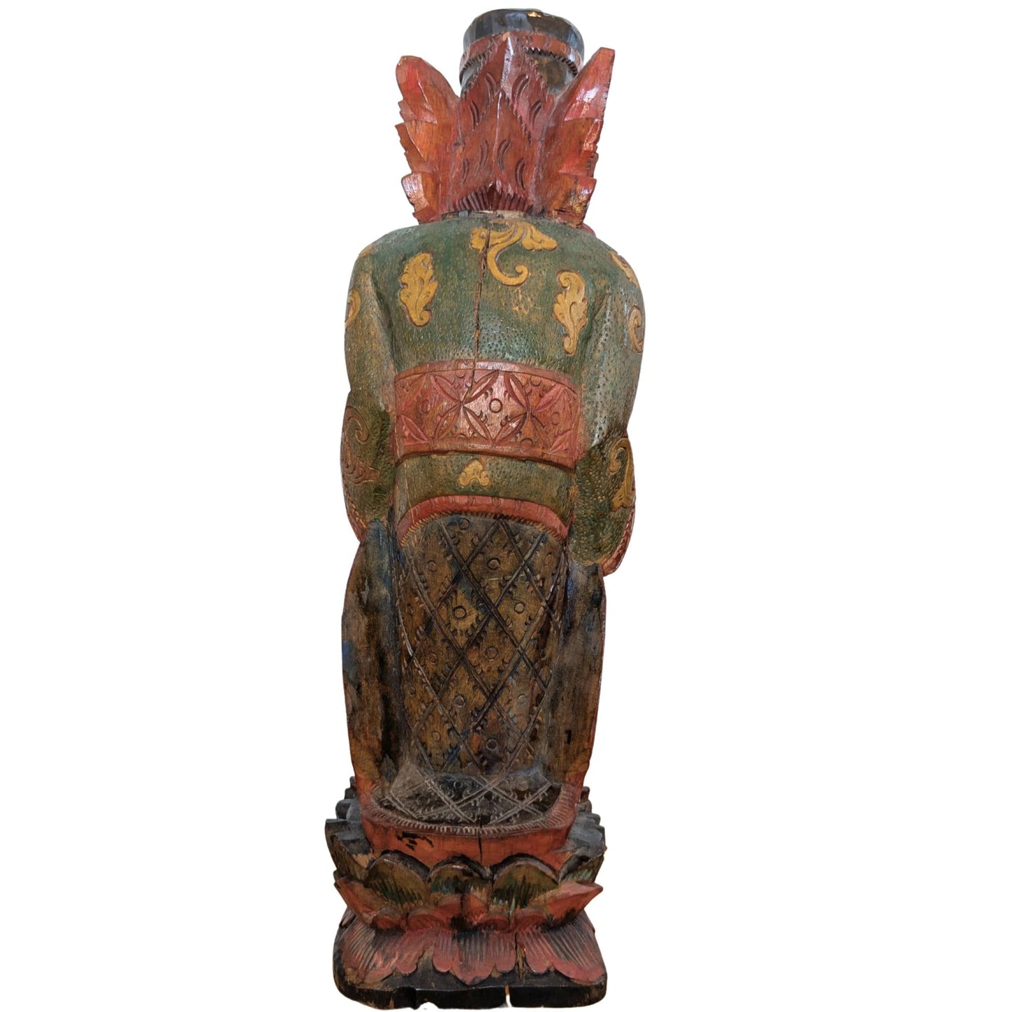 Vintage Balinees Houtsnijwerk – Rishi met Kamandalu – Polychroom – 52 cm