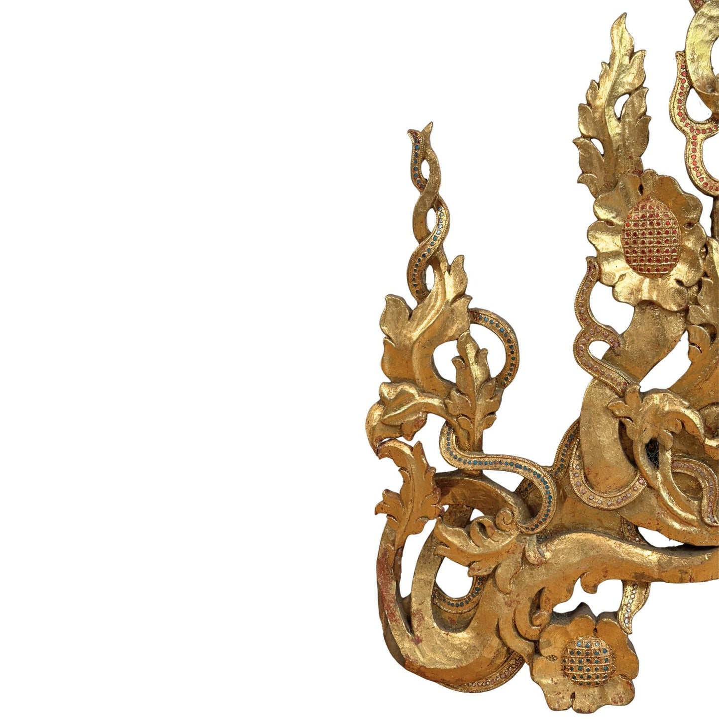 Monumentaal Birmaans Tempelfronton Ensemble (5-delig, ca. 200 cm hoog) – Mandalay-stijl (ca. 1900)