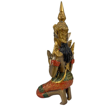 Thai Thepanom Temple Guardian – Gilt & Polychrome, 14 cm – right three-quarter rear view