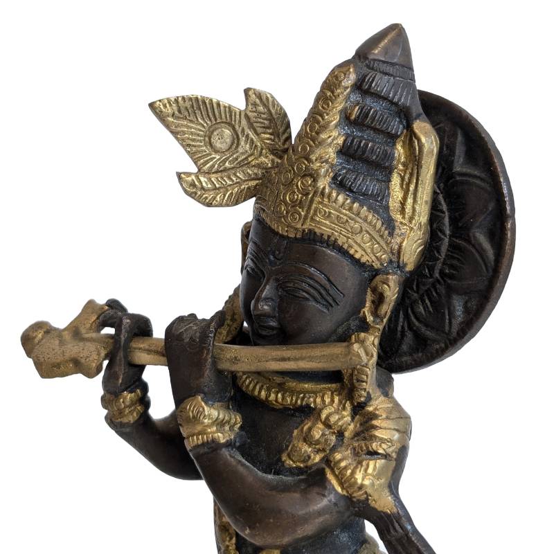 Bronze Krishna flute statue
