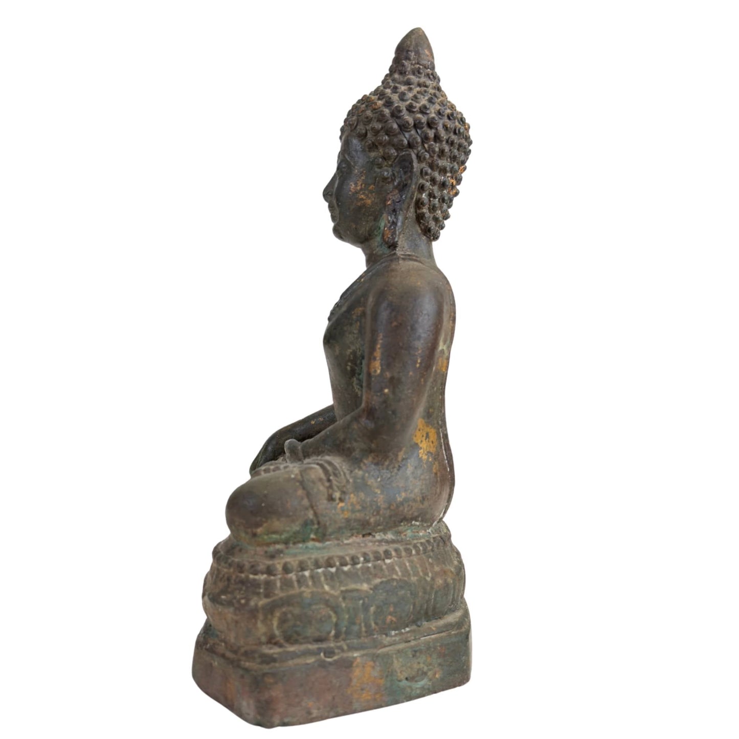 Antiek Ayutthaya Boeddhabeeld in Bhumisparsha Mudra – 17e/18e Eeuw – Museaal Brons