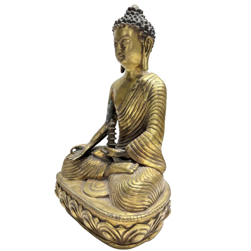 Chinese Bronzen Altaarset met  Medicijn Boeddha en Tweeling Pagode Torens - 3-Delig