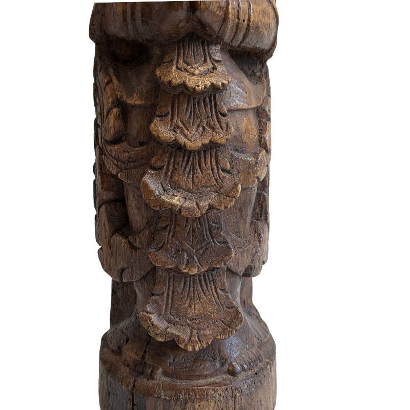 Birmese Nat-figuur Thagyamin – Houten tempelbeeld, 19e eeuw