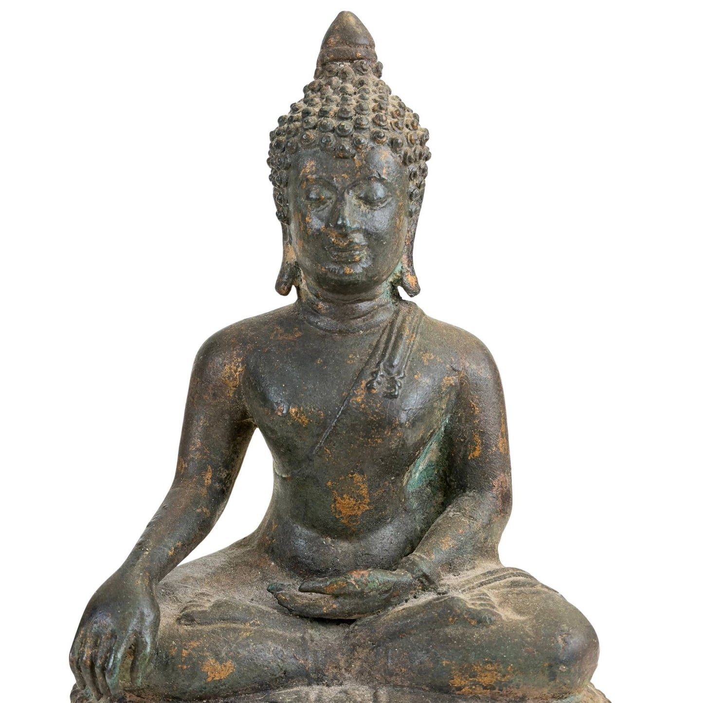 Antiek Ayutthaya Boeddhabeeld in Bhumisparsha Mudra – 17e/18e Eeuw – Museaal Brons