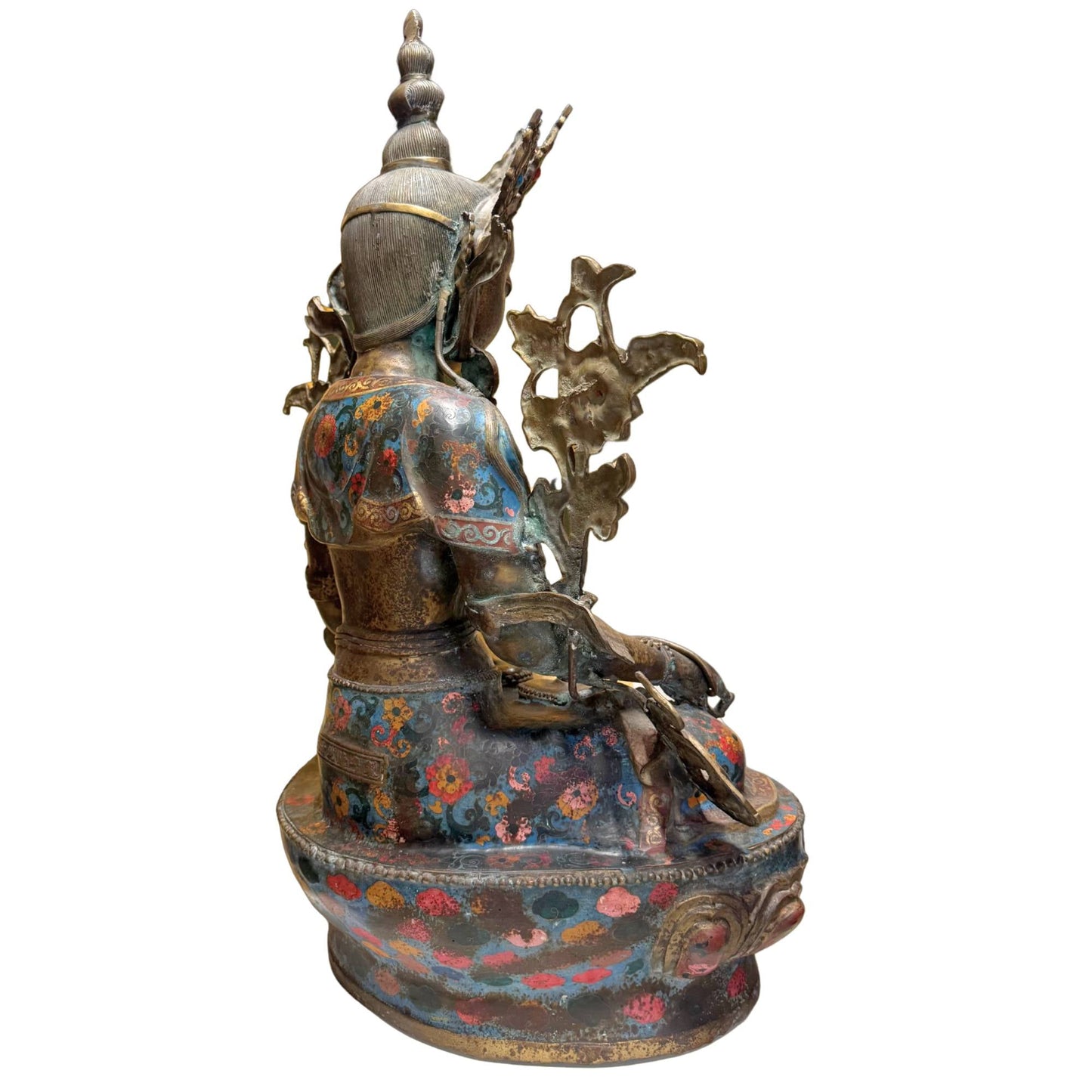 Grote Chinese Witte Tara zeven ogen wijsheid verguld brons cloisonne emaille