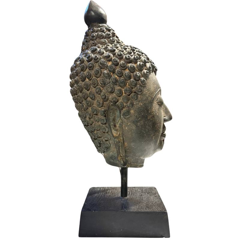 Luxe interieur Boeddhahoofd brons zware kwaliteit 39cm hoog