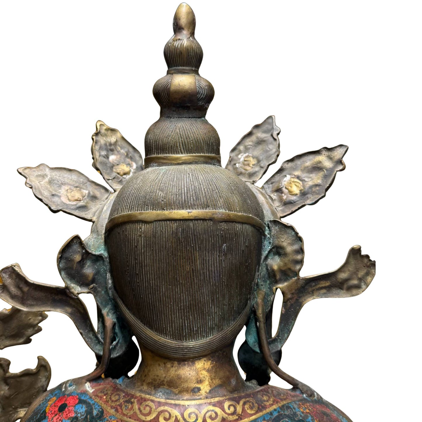 Sitatara Sino Tibetaans ritueel object verguld brons cloisonne emaille 80cm