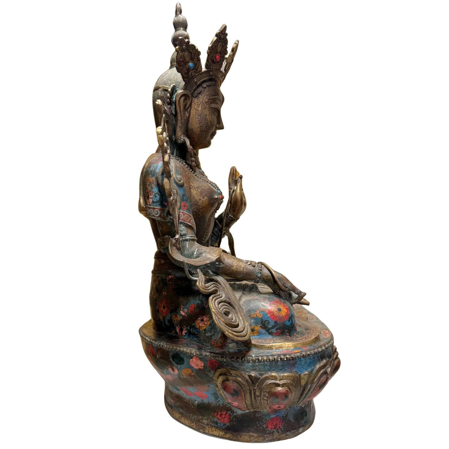 Sitatara monumentaal altaarstuk verguld brons cloisonne emaille late Qing dynastie