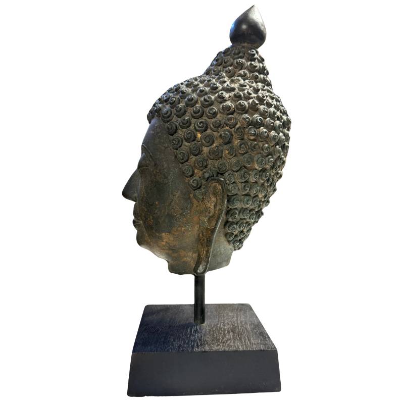Spiritueel kunstobject zwaar brons Boeddhahoofd Thailand 4.3kg