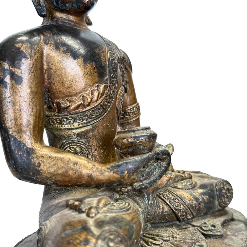 Tibetaans altaarbeeld van verguld brons met patina